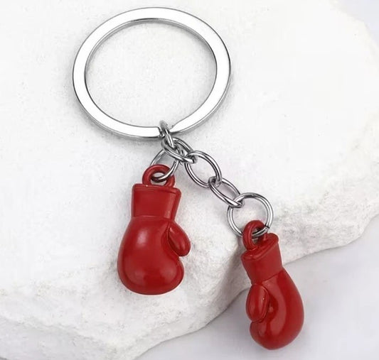 Mini Metal Red Heavy Boxing Gloves Shaped Keyring Premium Keychain Gift UK