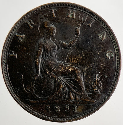 1881 Victoria Farthing Coin | Very Fine Grade | a9413
