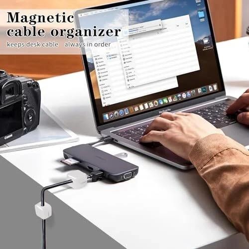 4 x White Magnetic Charger Cable Holders Phone iPhone Samsung For Car Desk Table