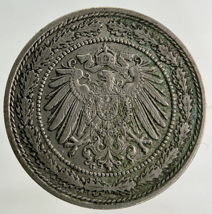1892 - G Germany 20 Pfennig Coin | Very High Grade