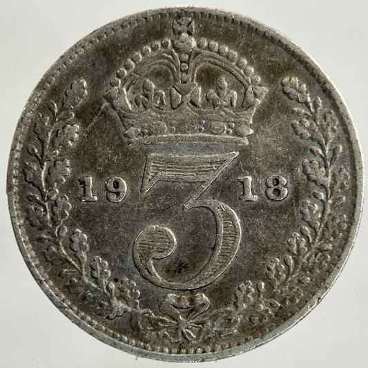 1918 George V Threepence Silver Coin | Fine Collectable Grade
