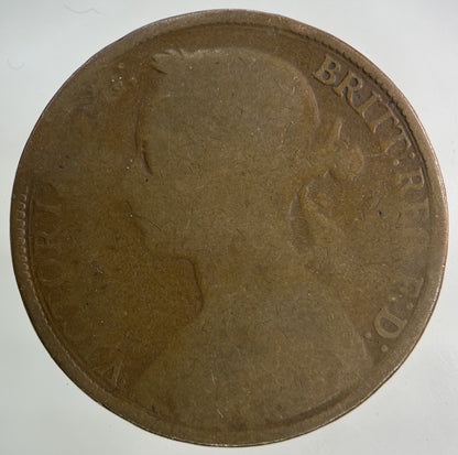 1885 Victoria One Penny Coin | Worn Grade