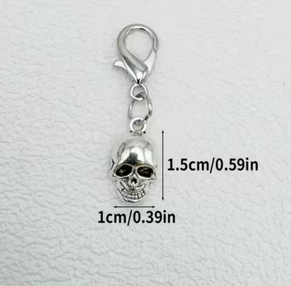 Mini Metal Gothic Skull Keyring Clip Charm Premium Keychain Gift UK