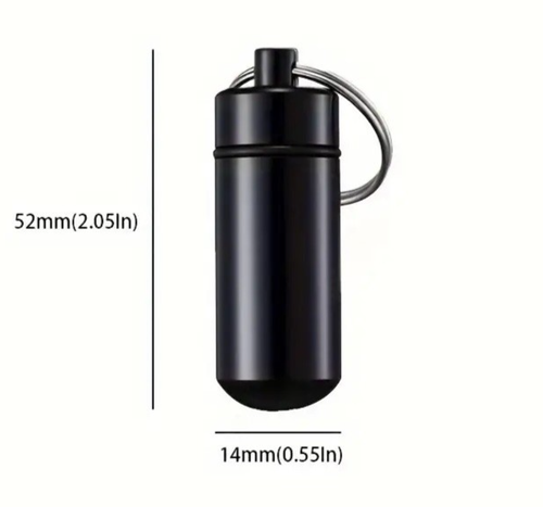 Black Metal Pill Holder Small Case Portable Travel Pill Box Keychain Keyring UK