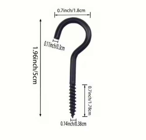 5 x Black 5cm Metal Cup Hooks Screws Ceiling Screw In Heavy Duty Wood DIY UK