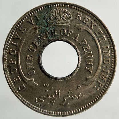 1944 West Africa 1/10 One Tenth Of A Penny Coin | Very Fine Grade
