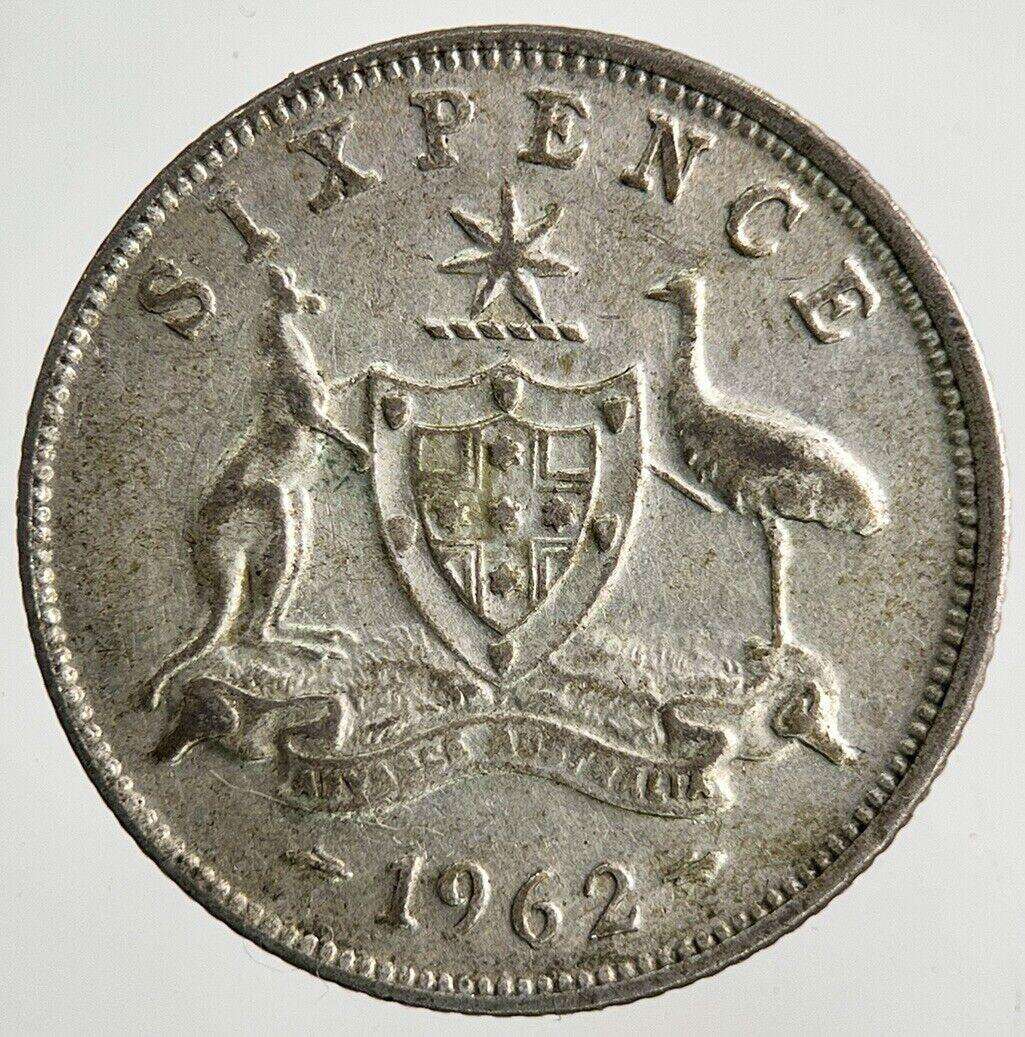 1962 Australia Sixpence Silver Coin | Fine Collectable Grade Classic World Coins