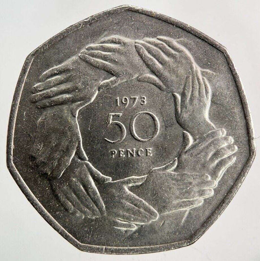 1973 Elizabeth II 2nd Hands 50p Fifty - Pence Coin | Very High Grade