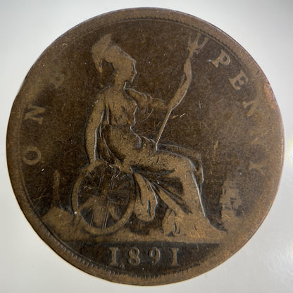 1891 Victoria One Penny Coin | Collectable Grade