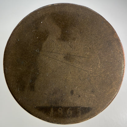 1865 Victoria One Penny Coin | Fair Grade