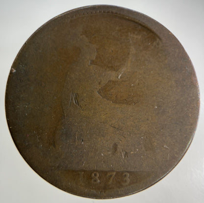 1873 Victoria One Penny Coin | Fair Grade