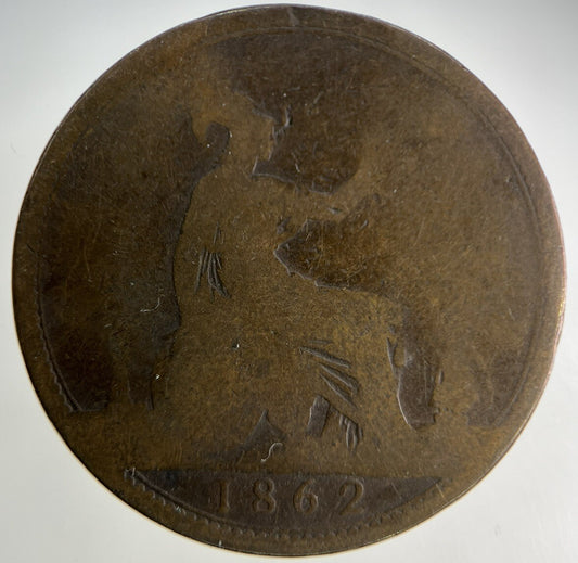 1862 Victoria One Penny Coin | Fair Grade