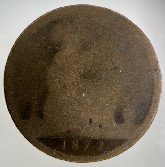 1872 Victoria One Penny Coin | Fair Grade