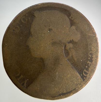 1876-H Victoria One Penny Coin | Fair Grade