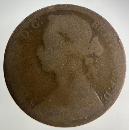 1876-H Victoria One Penny Coin | Fair Grade