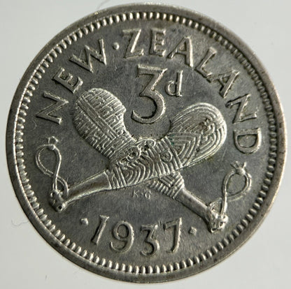 1937 New Zealand Threepence Silver Coin | Fine Collectable Grade