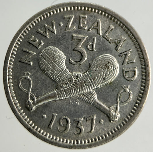1937 New Zealand Threepence Silver Coin | Fine Collectable Grade