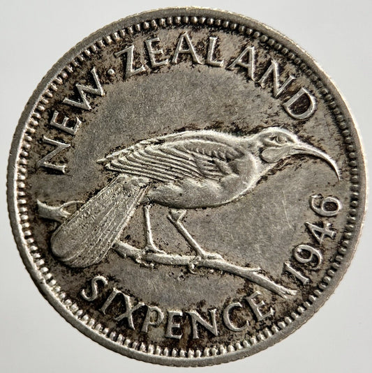 1946 New Zealand Sixpence Coin | Very High Grade