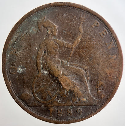 1889 Victoria One Penny Coin | Fair Grade | a3241