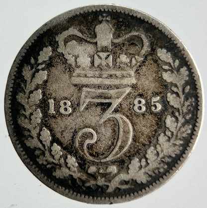 1885 Young Head Victoria Threepence Silver Coin | Collectable Grade | a4053