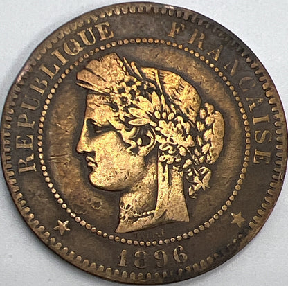 1896 France 10 Centimes Coin | Fair Grade
