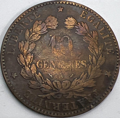 1896 France 10 Centimes Coin | Fair Grade