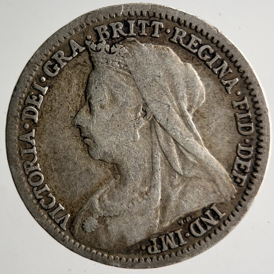 1901 Veiled Head Victoria Threepence Silver Coin | Collectable Grade | a4035