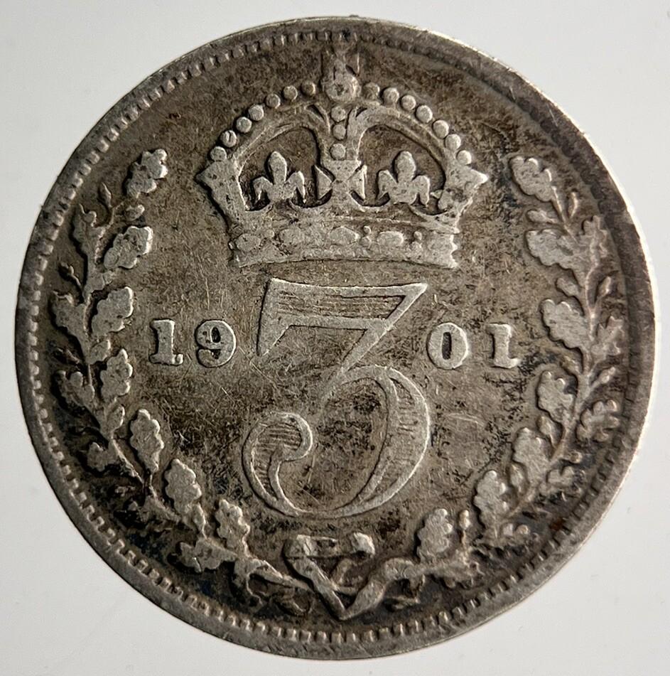 1901 Veiled Head Victoria Threepence Silver Coin | Collectable Grade | a4035