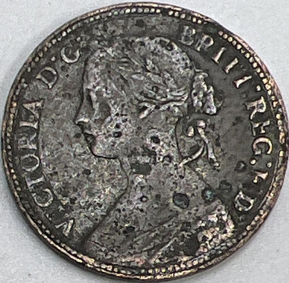 1860 Farthing | British Copper Coin | Queen Victoria | Worn Grade | a465