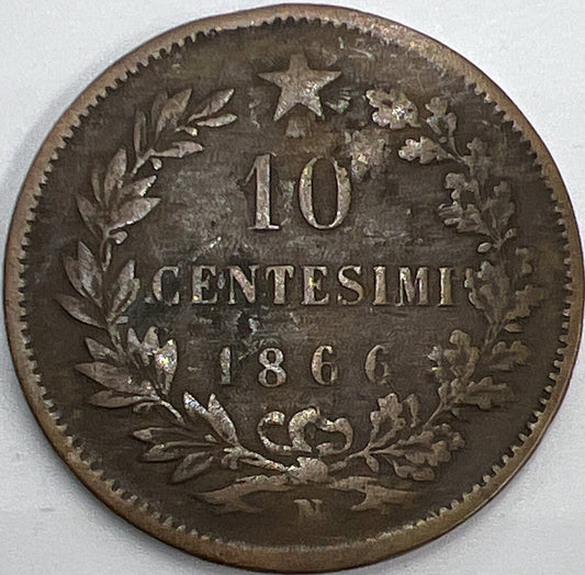 1866 10 Centesimi Italy Coin | Fair Grade | a512