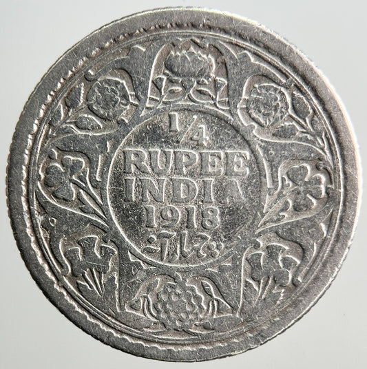 1918 1/4 Rupee India Silver Coin | Collectable Grade | a3208