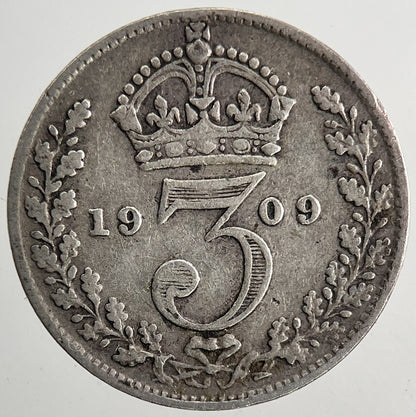 1909 Edward VII Threepence Silver Coin | Fine Collectable Grade | a9842