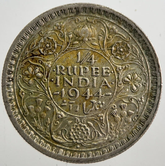 1944 India 1/4 Quarter Rupee Silver Coin | Very High Grade | a7668