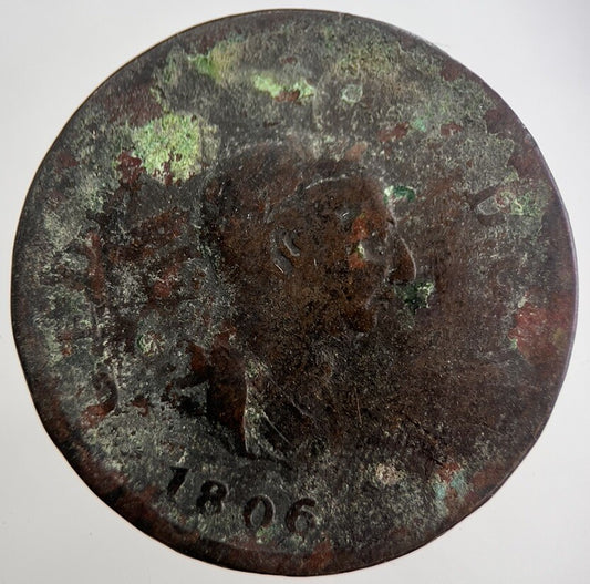 1806 George 3rd III Half-Penny British Coin | Collectable Grade | a7541