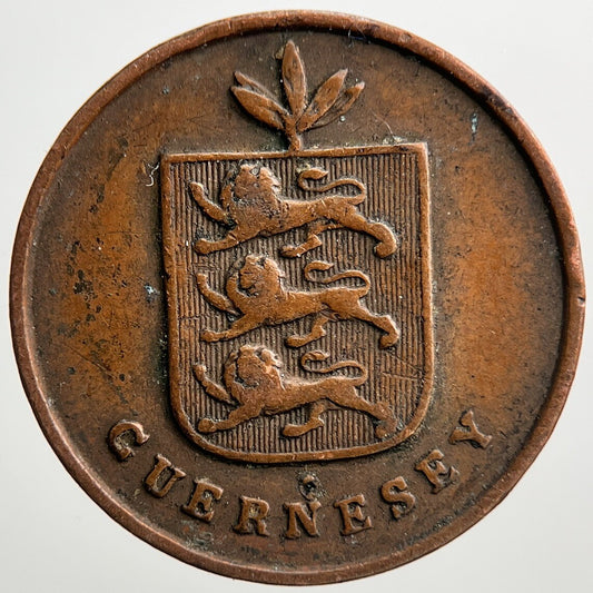 1830 Guernsey 1 One Double Coin | Fine Collectable Grade | a2076