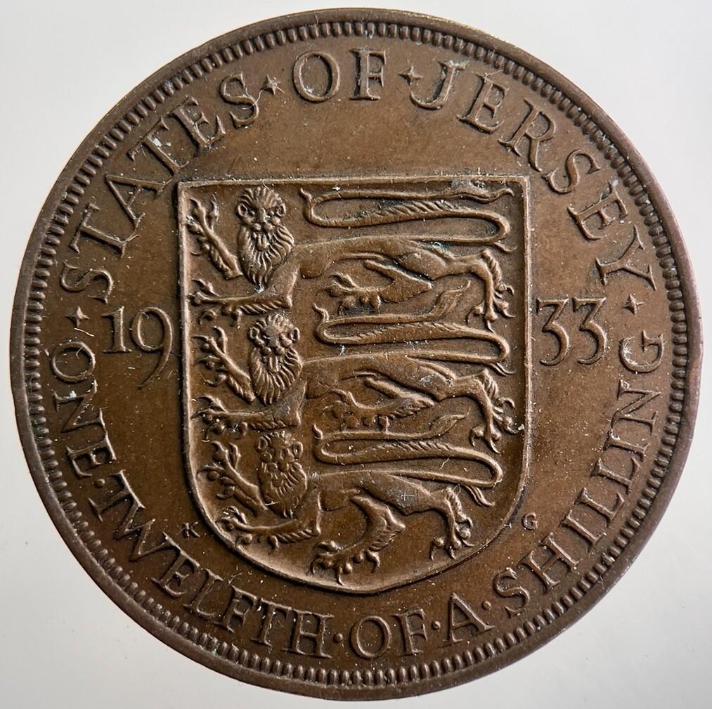 1933 Jersey 1/12th One-Twelfth-Of-A-Shilling Coin | Very High Grade | a7475