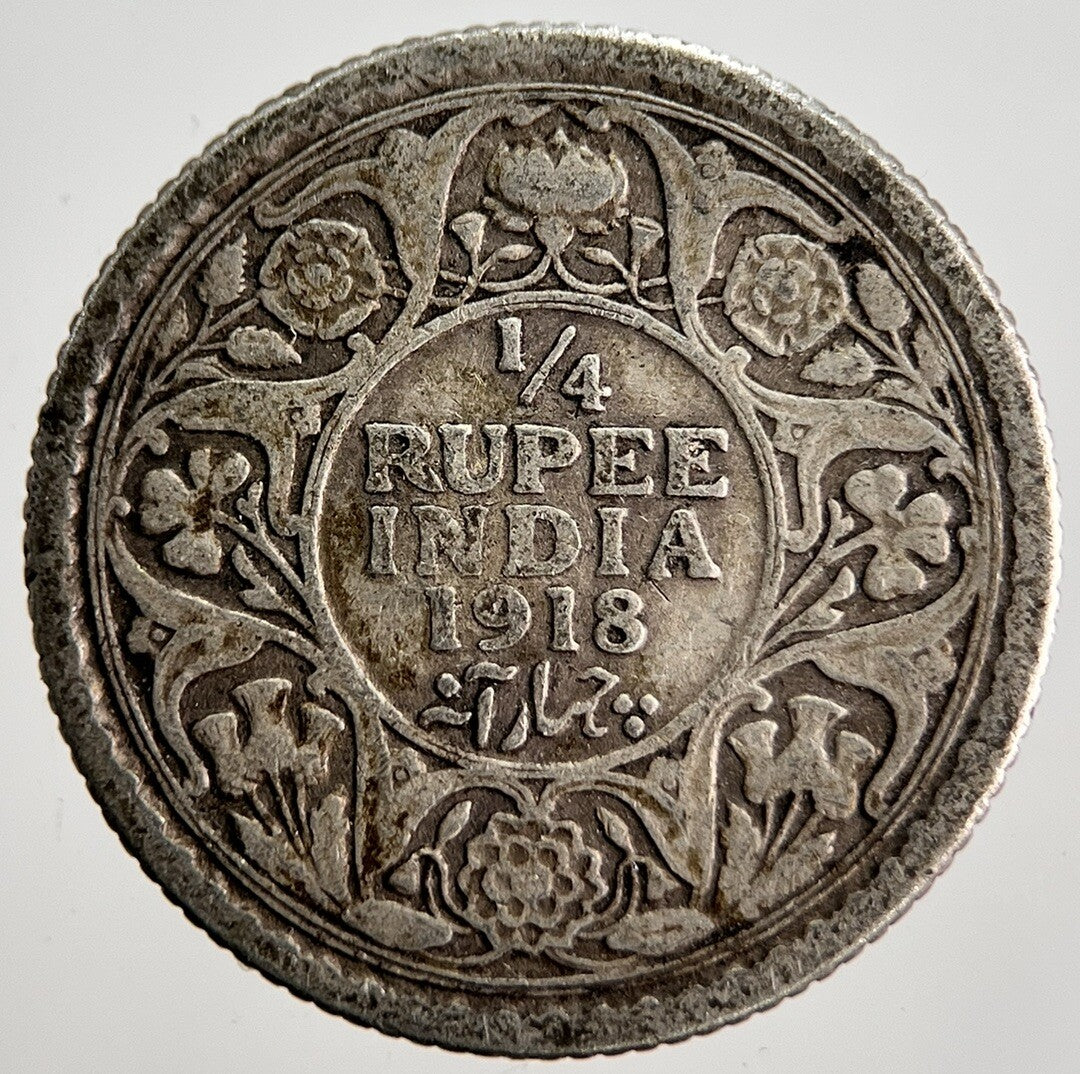 1918 1/4 Rupee India Silver Coin | Collectable Grade | a2523