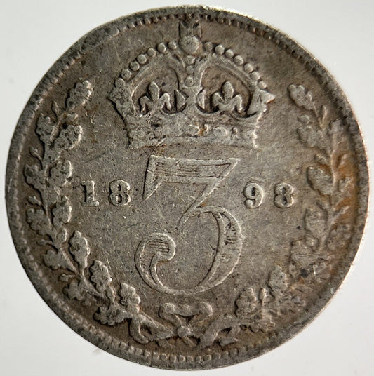 1898 Veiled Head Victoria Threepence Silver Coin | Collectable Grade | a4005