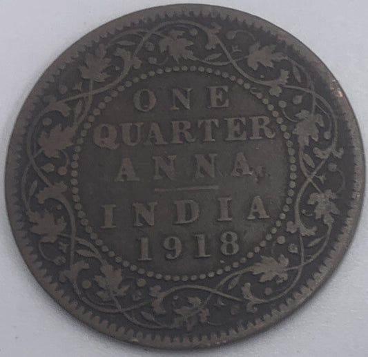 1918 One Quarter Anna India | Indian Copper Coin | Fair Grade | a431