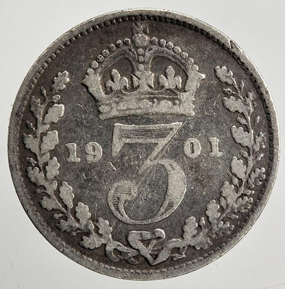 1901 Victoria Threepence | British Silver Coin | Collectable Grade | a2007