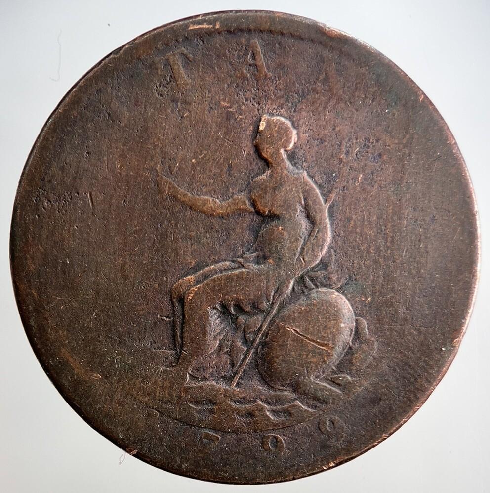 1799 George 3rd III Half-Penny British Coin | Fair Grade | a3235