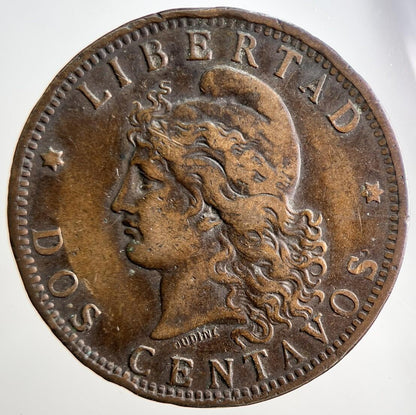 1889 Argentina Dos 2 Centavos Cents Coin | Fine Collectable Grade | a3120