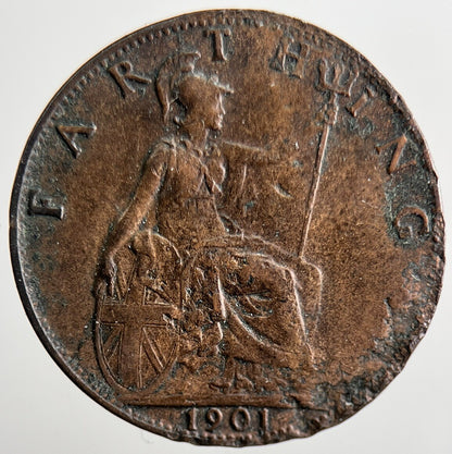 1901 Victoria British Farthing Coin | Fine Collectable Grade | a3272