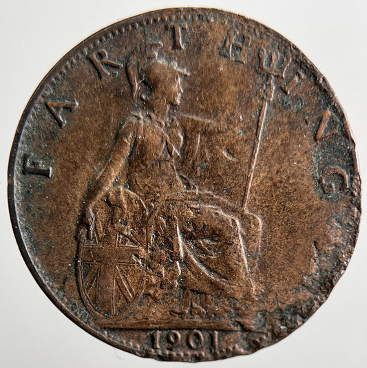 1901 Victoria British Farthing Coin | Fine Collectable Grade | a3272
