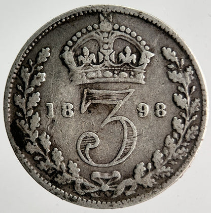 1898 Veiled Head Victoria Threepence Silver Coin | Collectable Grade | a4013