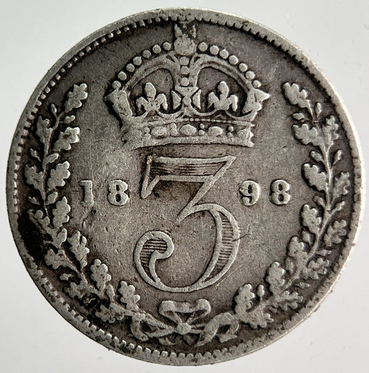 1898 Veiled Head Victoria Threepence Silver Coin | Collectable Grade | a4013