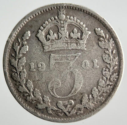 1901 Victoria Threepence Silver Coin | Collectable Grade | a4037