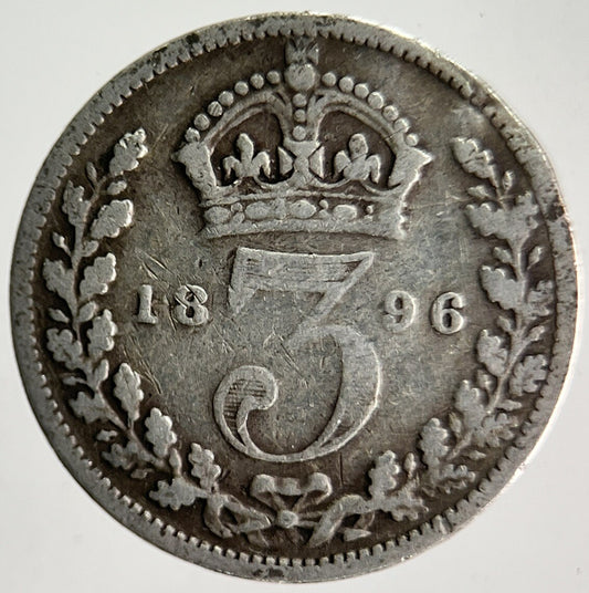 1896 Veiled Head Victoria Threepence Silver Coin | Collectable Grade | a4007