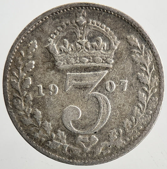 1907 Edward VII Threepence Silver Coin | Fine Collectable Grade | a9839