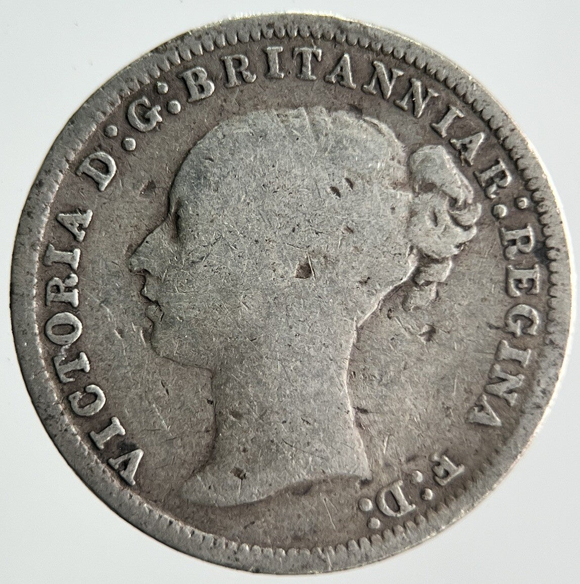 1877 Young Head Victoria Threepence Silver Coin | Collectable Grade | a4057